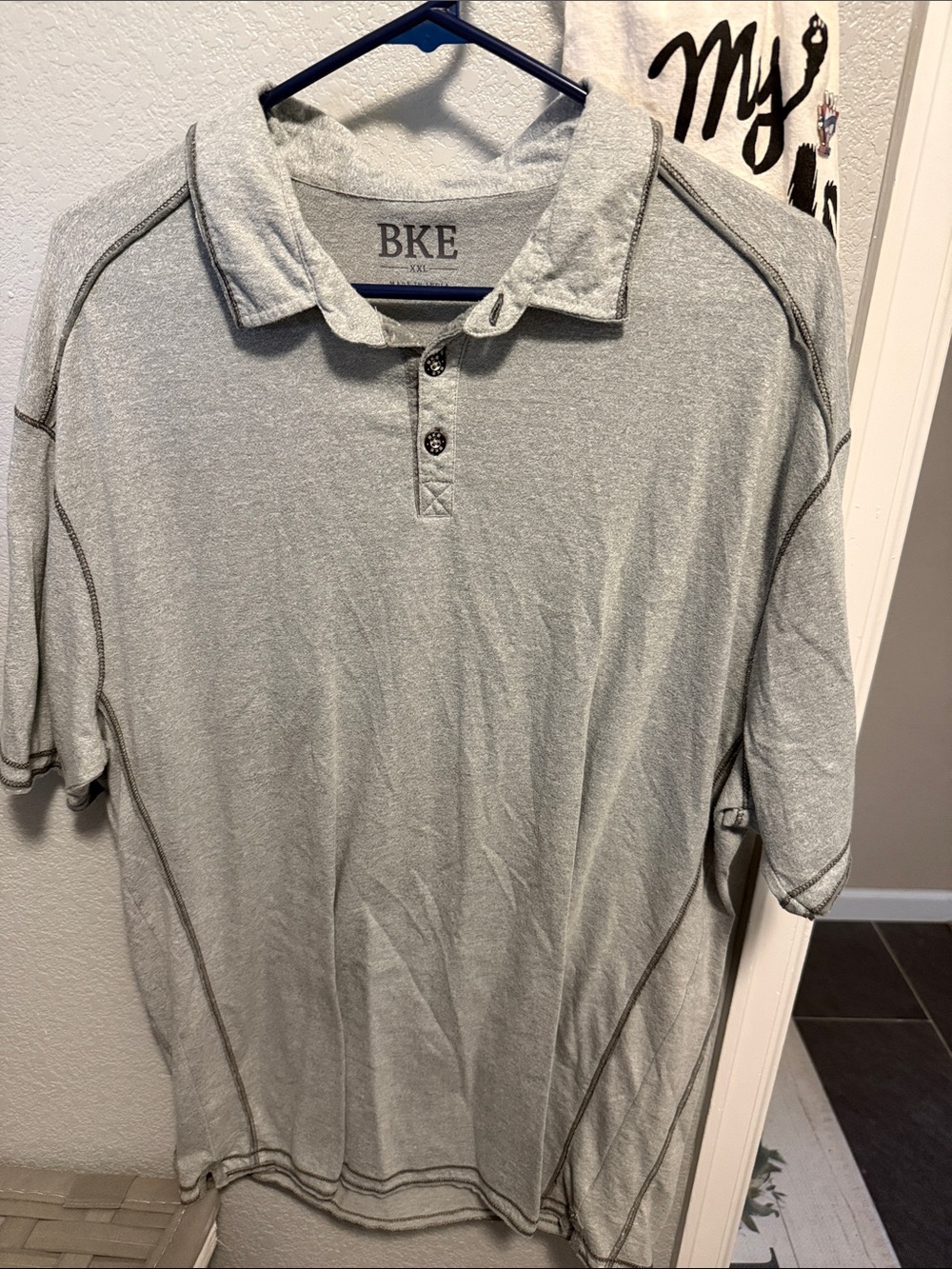 BKE Light Gray Polo with Contrast Stitching